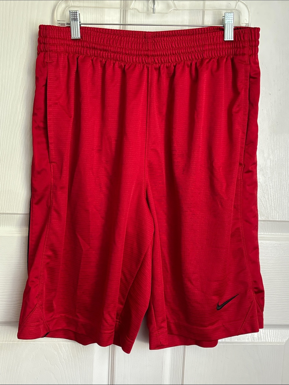 Nike Red Men's Athletic Shorts with Black Embroidered SwooshSize Large Sports